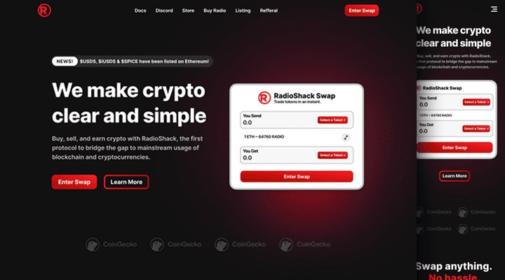 RadioShack Web3 Crypto Swap